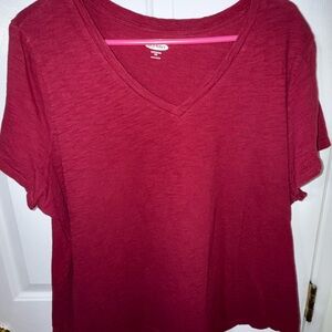 Old Navy Women's Deep Red V-Neck Short Sleeve Tee